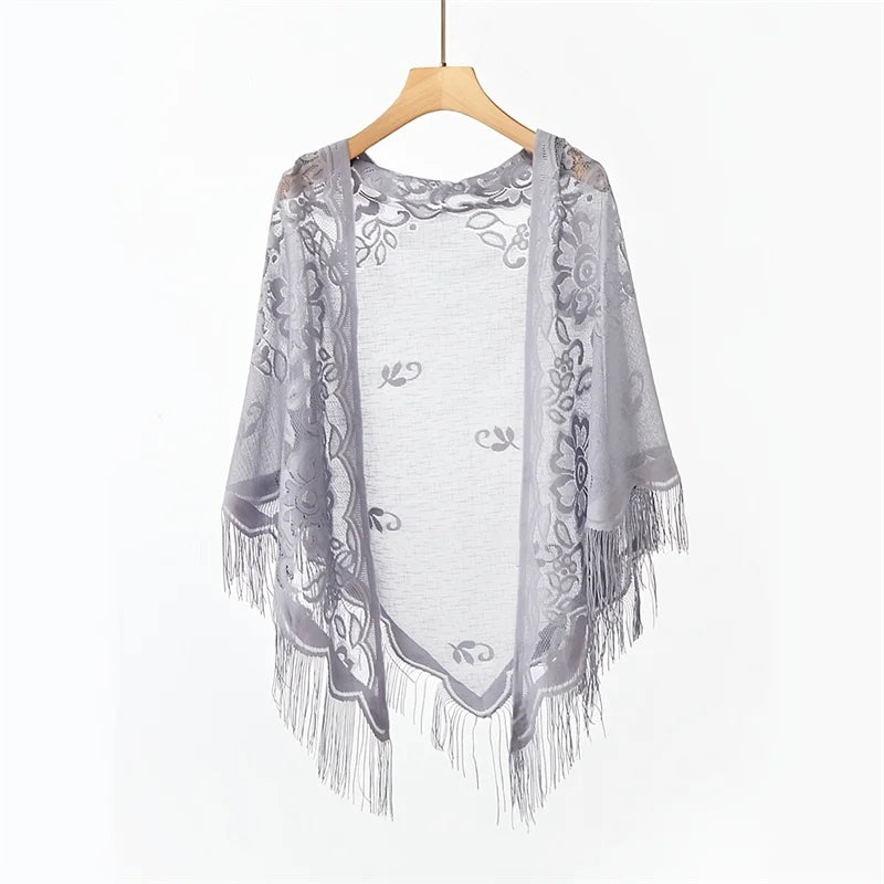 New Embroidery Lace Scarf Shawl Floral Triangular Veil Shawl For Women Party Scarf Wedding Poncho Stoles Ladies Headband Wraps