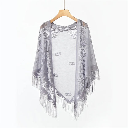 New Embroidery Lace Scarf Shawl Floral Triangular Veil Shawl For Women Party Scarf Wedding Poncho Stoles Ladies Headband Wraps