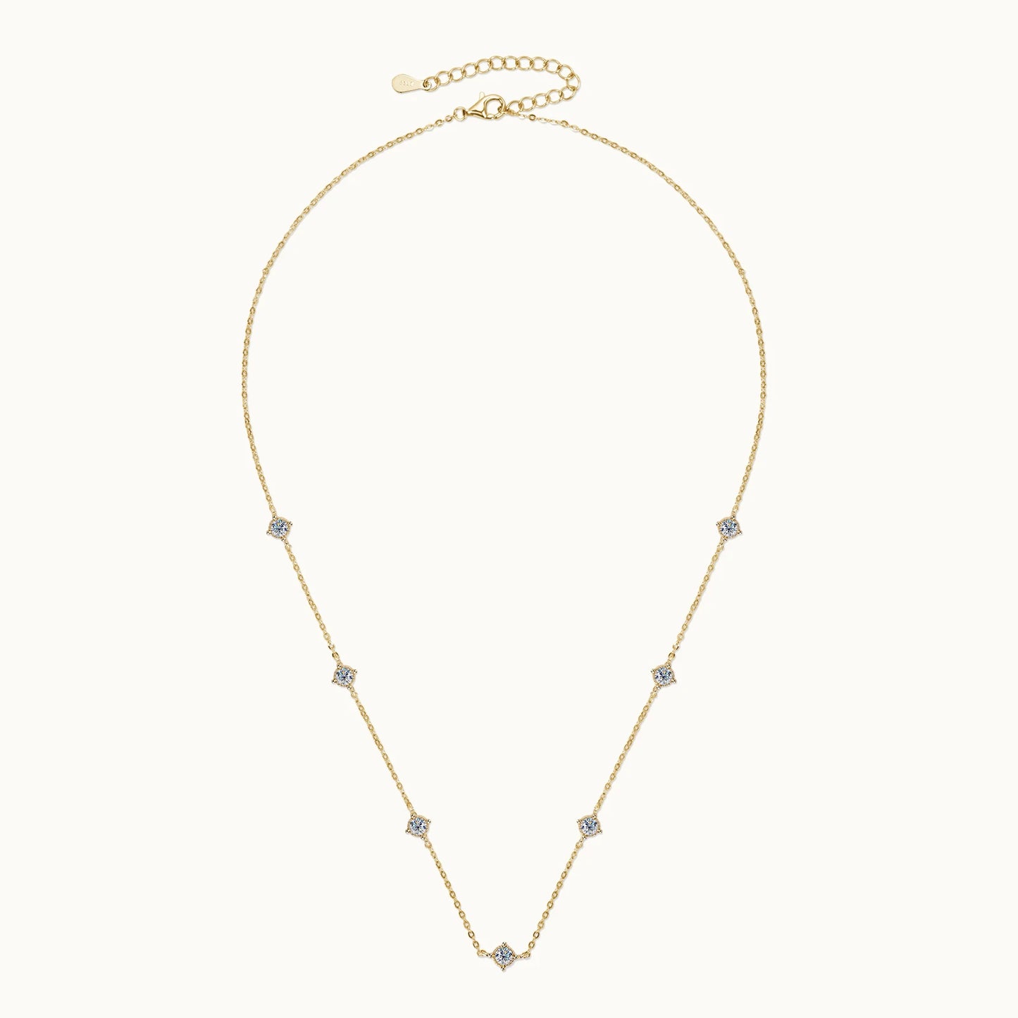 Sweetrain 3mm Moissanite Diamond Necklaces for Women Dainty 18k Gold Plated/925 Sterling Silver Neck Chain Female Trendy Jewelry