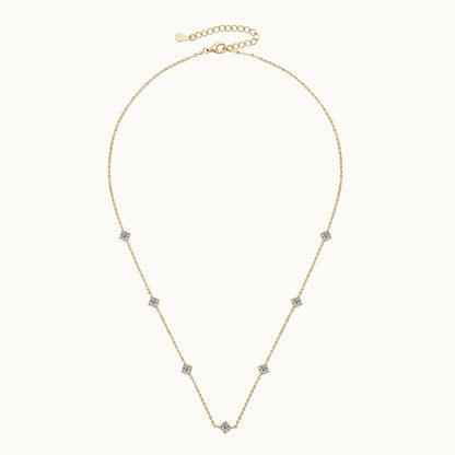 Sweetrain 3mm Moissanite Diamond Necklaces for Women Dainty 18k Gold Plated/925 Sterling Silver Neck Chain Female Trendy Jewelry