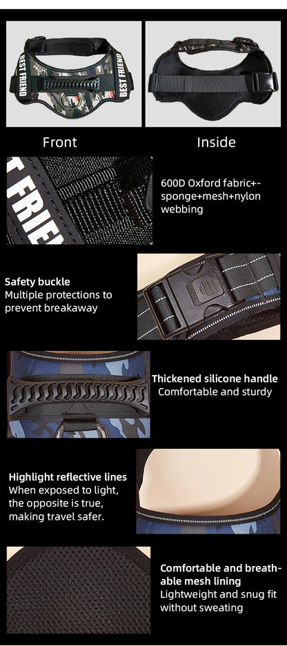 Bulldog Corgi Chihuahua Chest Harness For Service Dogs Custom Patches Soft Mesh Padded Dog Training Vest For Small And Large Dog