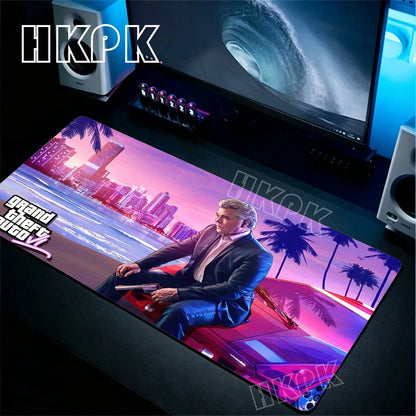 Large Gamer Desk Mat Office Table Pad Grand Theft Auto Deskpad Pad Computer Laptop Accessories Gaming Mousepad Anime Xxl 90x40cm