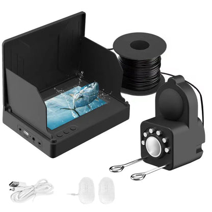 4.3 Inch HD Underwater Fishing Camera Portable Waterproof Fish Finder Visual Video Monitor Ice Sea Boat Fishing Tackle Gear Perfect Outdoor Equipment Gifts for Men Father Black