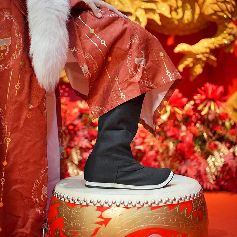 Fulujiacos Hanfu boots men's and women's boots Song Dynasty upturned mid top boots