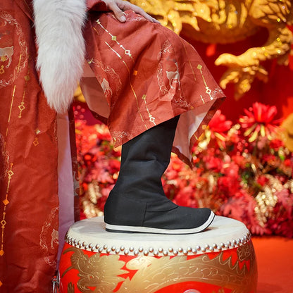 Fulujiacos Hanfu boots men's and women's boots Song Dynasty upturned mid top boots
