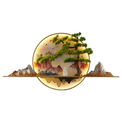 TINNY Modern LED Wall Picture Light Inside Creative Chinese Pine Landscape Mural Sconces Lamp for Home Living Bedroom Study
