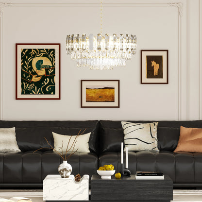 Modern K9 Crystal Chandelier Round Ceiling Fixtures Pendant Lights Living Room Bedroom
