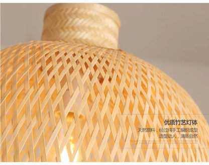 Newest Bamboo Pendant Lamp Ceiling Lights Rattan Wicker Lustre Hand Knit Braiding Suspended Home Dining Braided Indoor Decor Hot