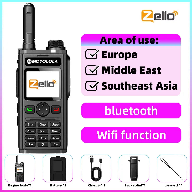 MOTOLOLA Zello 2G 3G 4G POC Walkie Talkie Android 8.1 Bluetooth Global PTT WiFi Handheld bidirectional radio 5000km