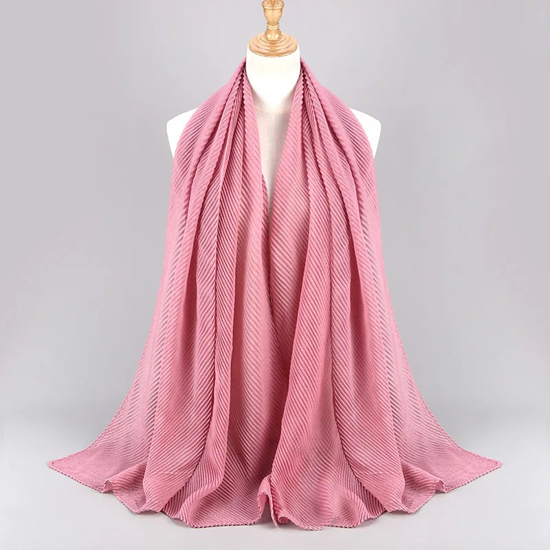 Women Plain Cotton Scarf Head Hijab Wrap Solid Full Cover-up Shawls Foulard Femme Headband Crinkle Muslim Hijabs Store 2024 NEW