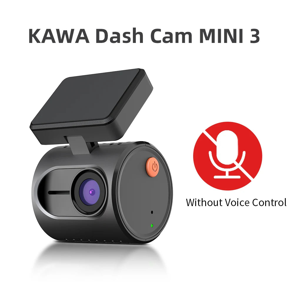 KAWA Dash Cam MINI 3 Voice Control Tiny 2K 1296P Colorful Night Vision 24H Parking Guard WIFI, G-sensor, Supercapacitor,Car DVR