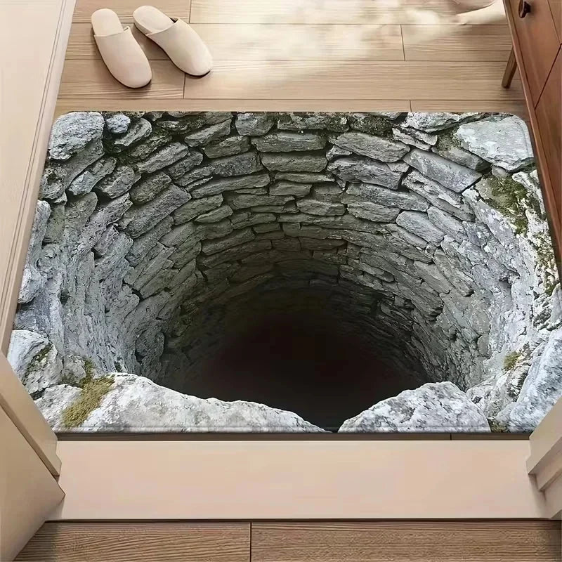 VIKAMA Non-Slip Doormat 3D Optical Illusion Stone Pattern, Entrance Mat Waterproof Rug for Hallway Living Room Porch Home Decor