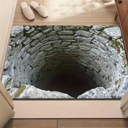 VIKAMA Non-Slip Doormat 3D Optical Illusion Stone Pattern, Entrance Mat Waterproof Rug for Hallway Living Room Porch Home Decor