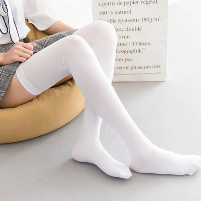 Lengthen White Stockings Women Thigh High Nylon Socks Long Tube Chaussettes Hautes Sexy Girl Cosplap Skarpetki Damskie 70cm 120D