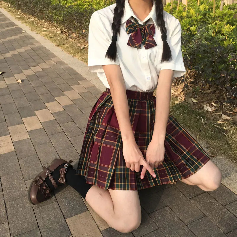 Japanese Bow Tie Skirt Set Student Pleated Skirt Jk Uniform Korean School Sexy Girl Preppy Style Seifuku Japanese School Uniform