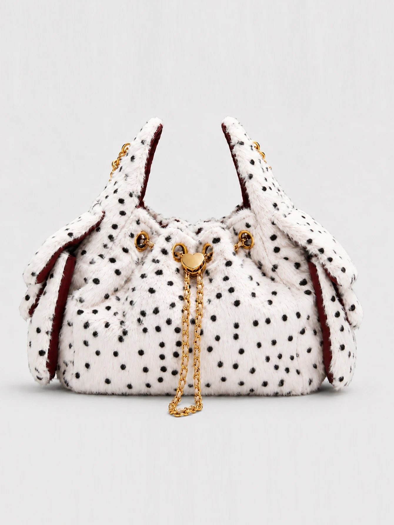 Fashion Leopart Dot Faux Fur Buckets Bag Designer Drawsting Chains Small Tote Bag Luxury Plush Shoulder Crossbody Bags 2026