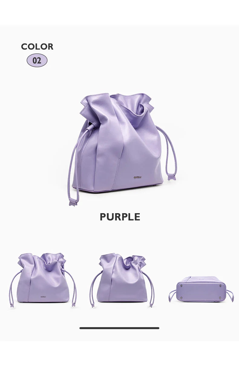 BAFELLI 2026 NEW WOMEN'S BAG LEATHER CASUAL BUCKET HANDBAGS FOR FEMALE TREND FASHION SHOPPER PURSE LUXURY BRAND SHOULDER