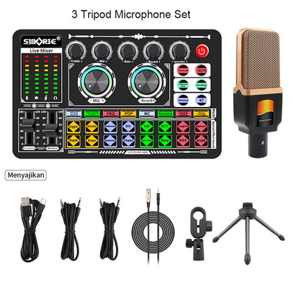 Professional Live Sound Card Podcast Equipment Bundle,with Microphone Set Device,Music/Recording Live Streaming For DJ Disco