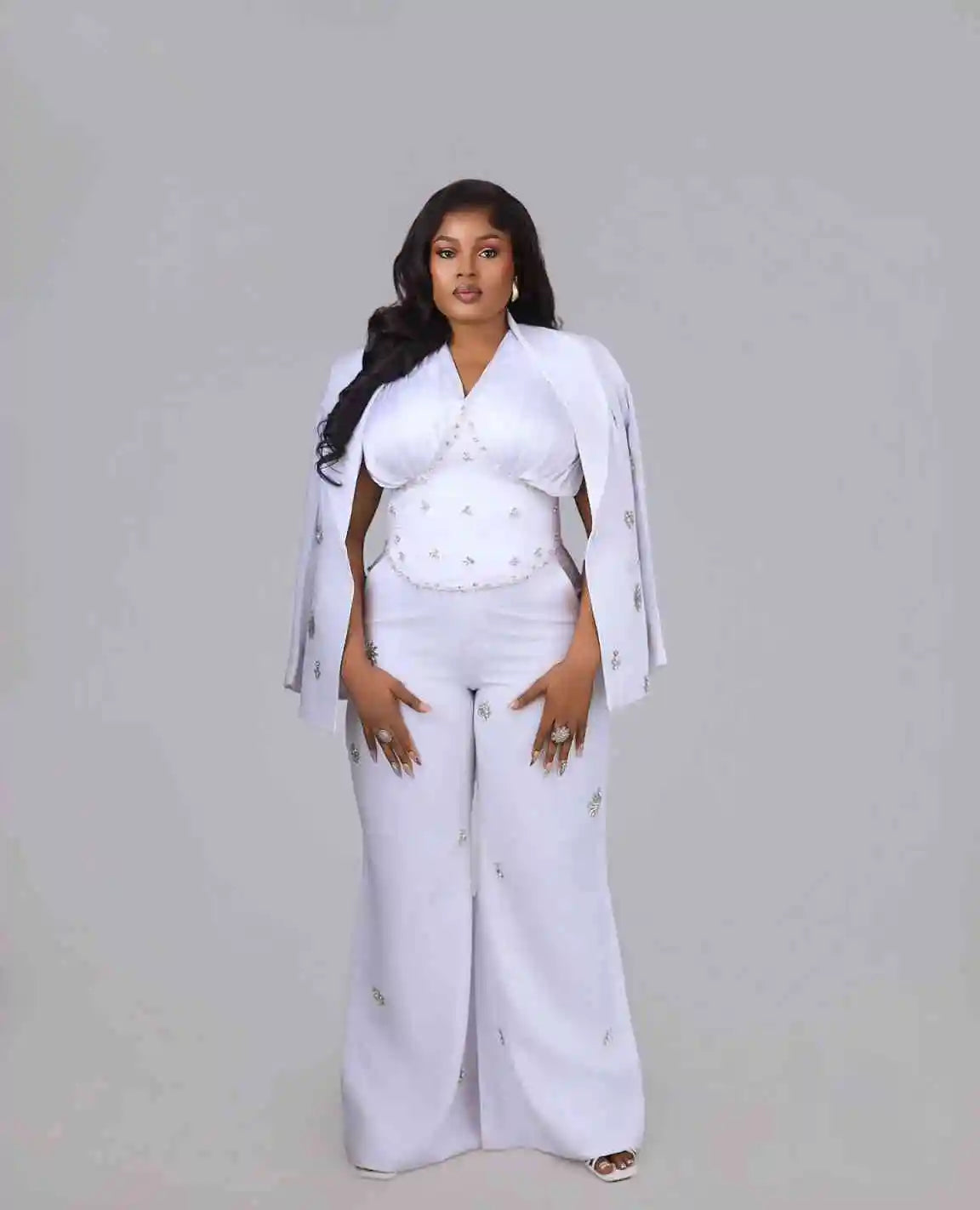 Plus Size Women Suit Crystal Shawl Lapel 2 Piece Jacket Pants Mother Blazer Single Breasted Wedding Tuxedo Evening Customized