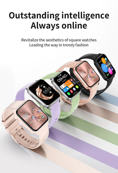 LIGE Fashion 1.83" HD Screen Smart Watch Women Bluetooth Call IP68 Waterproof Ladies Watches Daily Health Monitor Smartwatch New