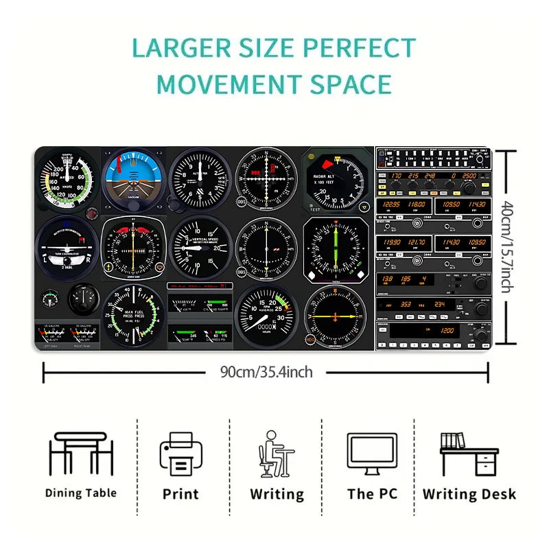 Brand Airplane Cockpit Mouse Pad Large Gaming Desk Mat Rubber Non-Slip Wear-Resistant Precise Tracking PC Student Office
