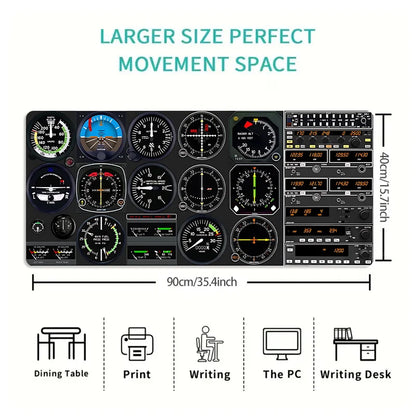 Brand Airplane Cockpit Mouse Pad Large Gaming Desk Mat Rubber Non-Slip Wear-Resistant Precise Tracking PC Student Office