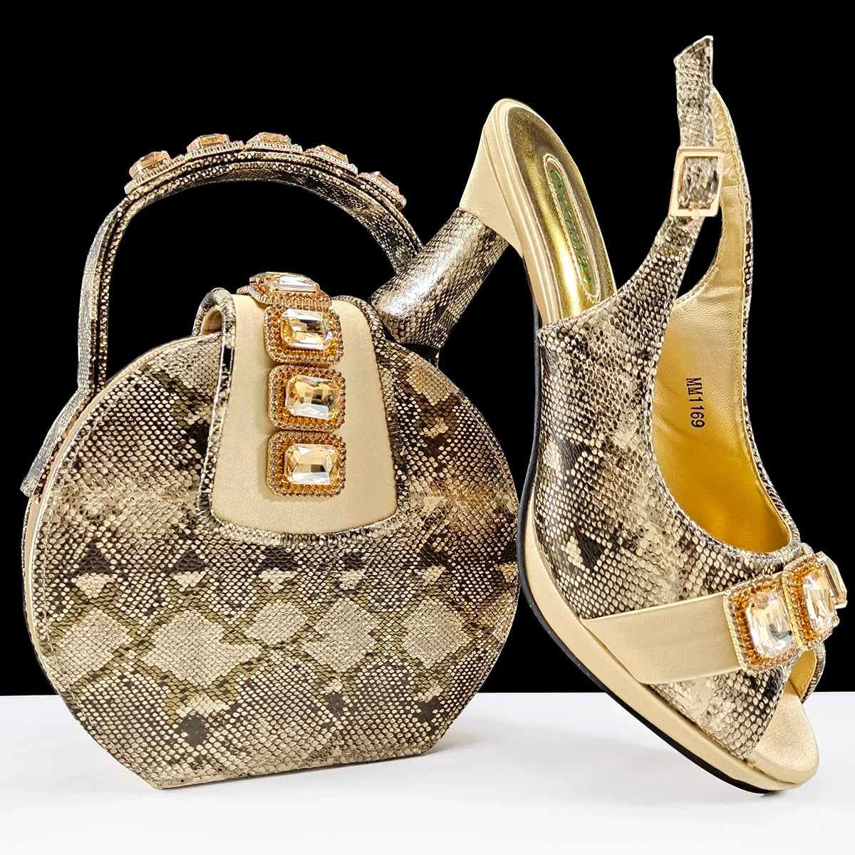doershow High Quality African Style Ladies Shoes And Bags Set Latest orange Italian Shoes And Bag Set For Party   SMM1-1