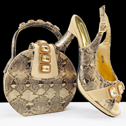doershow High Quality African Style Ladies Shoes And Bags Set Latest orange Italian Shoes And Bag Set For Party   SMM1-1
