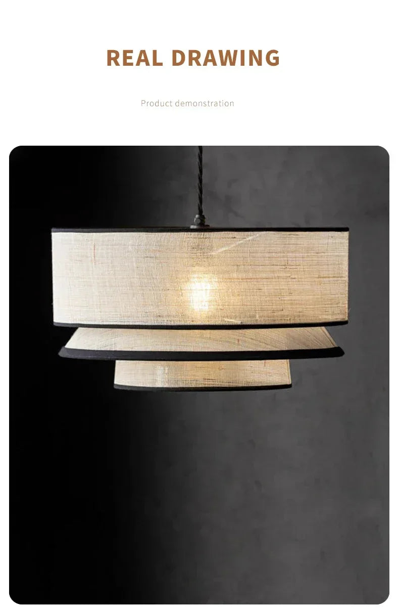 Fabric Ceiling Pendant Lamps Living Room Restaurant  Bedroom Kitchen Chandelier Home Decor Lustre Hanging Lights