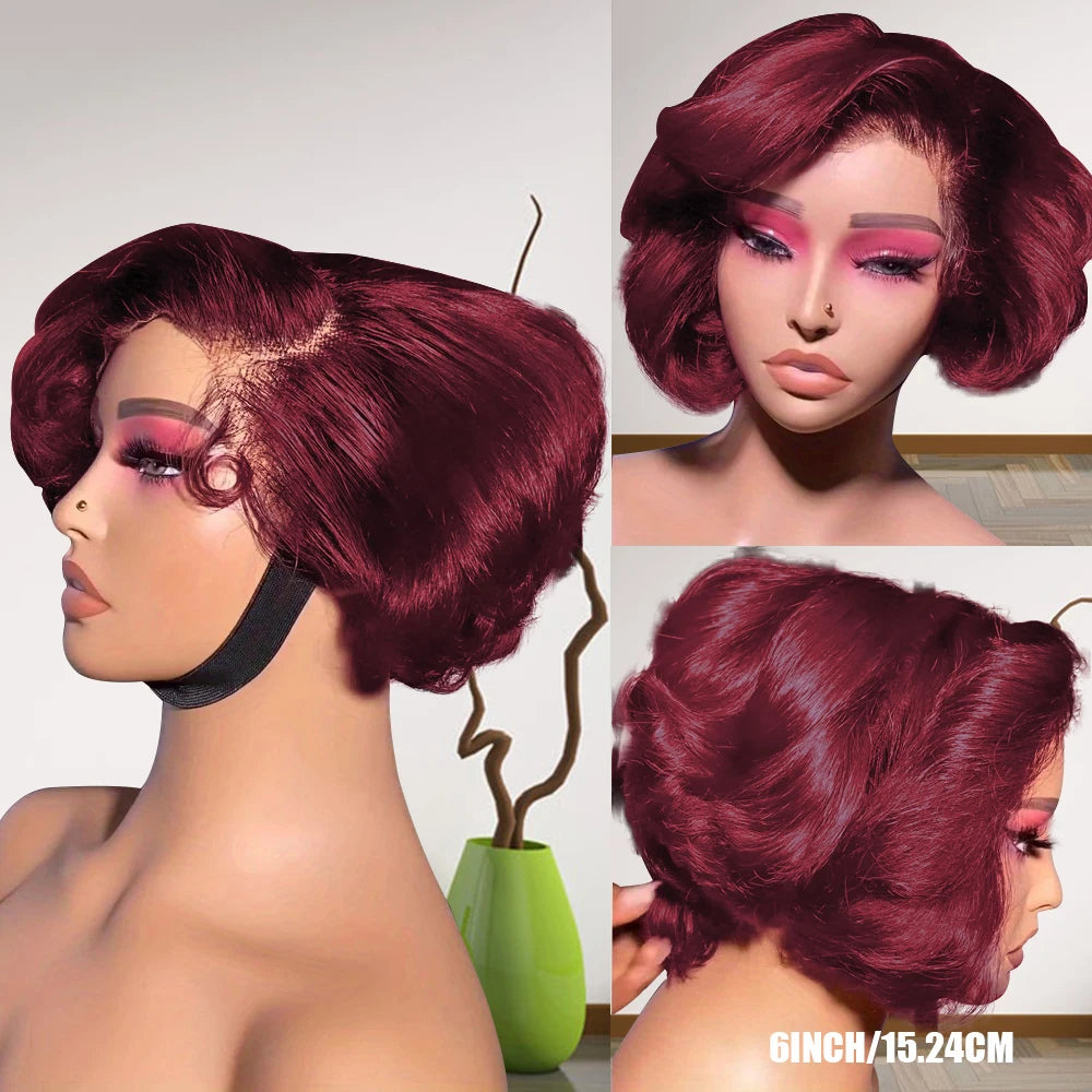13x4 Lace Front Human Hair Wigs 6 Inch Pixie Cut for Women - Transparent Frontal Natural Looking Short Wigs Lightweight Breathab