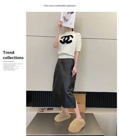 Thick Heel Luxury Lambwool Mules  Winter Shoes Woman Flip Flops Flat Cover Toe Slides Ins Warm Curly Lamb Fur Slippers Women