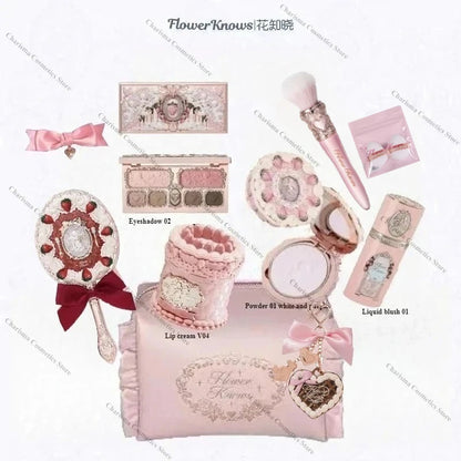Flower Knows Strawberry Cupid Cosmetics Full Palette Lip Cream Powder Hand Cream 9-piece Set
