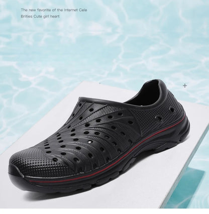 Crestar Men's Clogs Sandals Summer Holes Breathable Garden Home Sandals Fashion Outdoor Antiskid Sole Beach Slides Solid Color