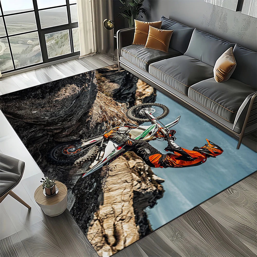 Racing Car K-KTM Motorcycle Carpet Rug for Living Room Bedroom Home Sofa Decoration,Kids Play Area Rug Non-slip Floor Mat Gift