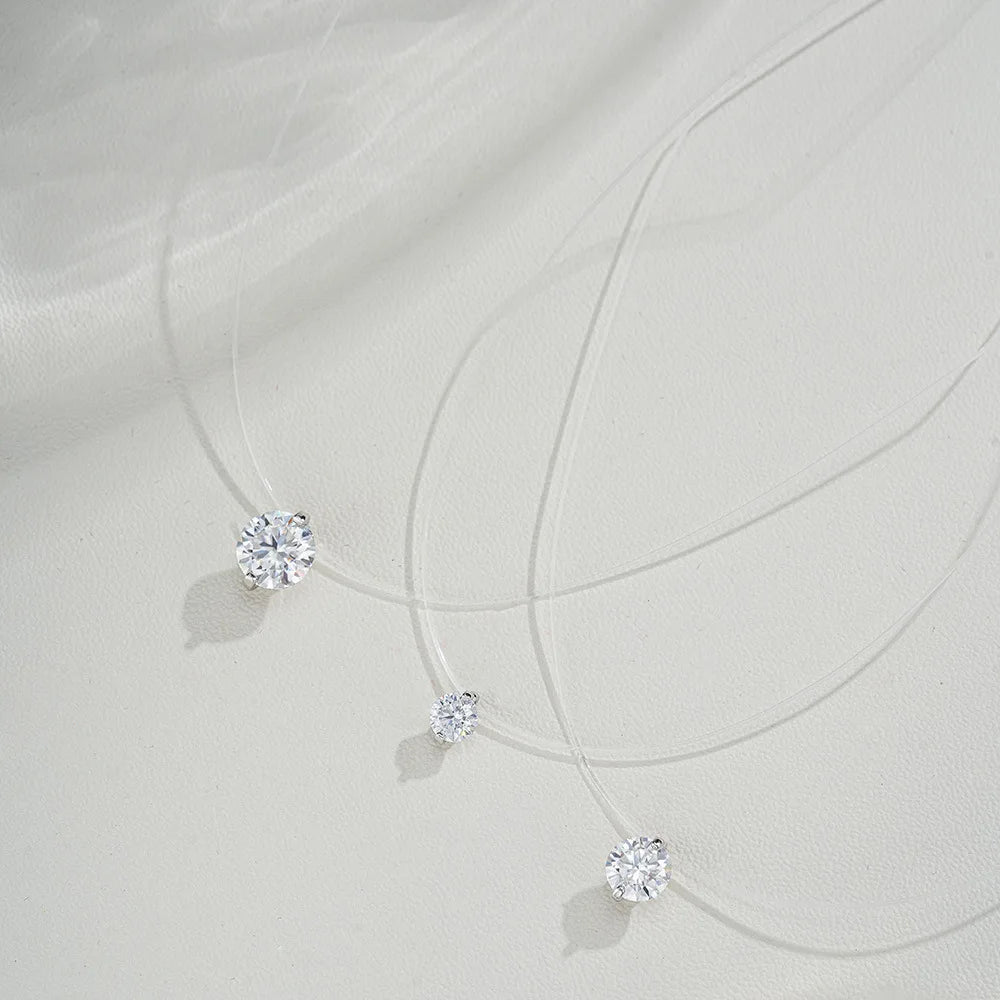 EWYA GRA Certified 1CT Marquise Cut Moissanite Pendant Necklace for Woman 925 Silver Fishing Line Water Drop Diamond Necklaces