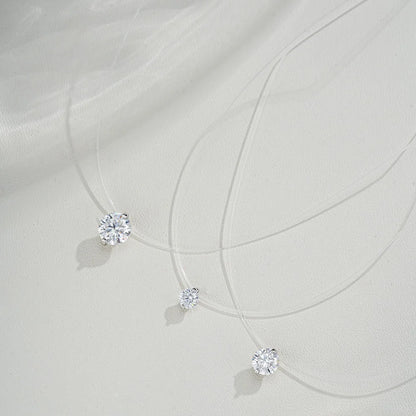 EWYA GRA Certified 1CT Marquise Cut Moissanite Pendant Necklace for Woman 925 Silver Fishing Line Water Drop Diamond Necklaces
