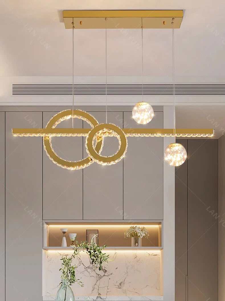 Modern home decoration salon lamps for living room smart crystal Pendant lights dining room indoor lighting
