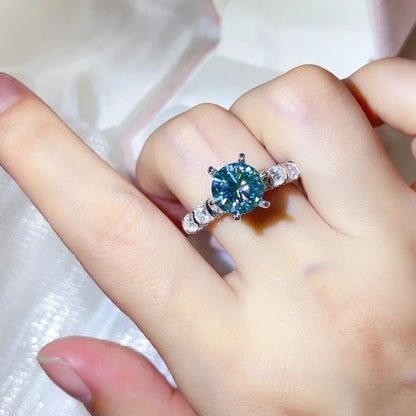luxury 18K white gold and platinum PT950 marquise colored diamond moissanite ring women's colored special-shaped ring