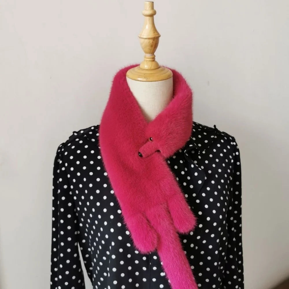 Winter Kawaii Fox Shape Plush Scarf Cute Fun Imitation Sable Soft Windproof Scarf Unisex Warm Fashion Versatile Fur Accessories