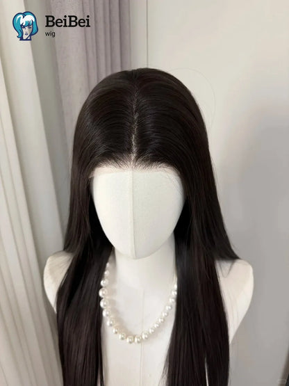 13x6 Lace Front Wig for Women 26inch Straight Lace Front Wig Nature Black Cosplay Synthetic Wigs Peruca Wigs for Party Daily Use