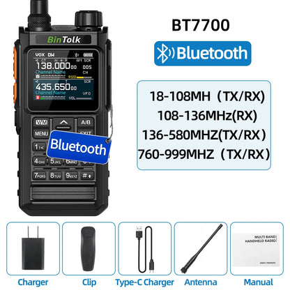 BAJETON BJ-7800 Walkie Talkie Long Range SW MW LW AM SSB CB 10W Receive Wireless Bluetooth Phone Programming NOAA Two Way Radio