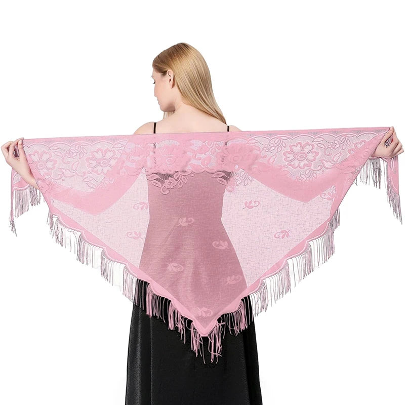 New Embroidery Lace Scarf Shawl Floral Triangular Veil Shawl For Women Party Scarf Wedding Poncho Stoles Ladies Headband Wraps