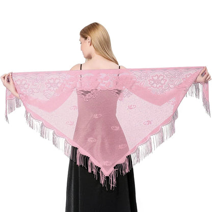 New Embroidery Lace Scarf Shawl Floral Triangular Veil Shawl For Women Party Scarf Wedding Poncho Stoles Ladies Headband Wraps