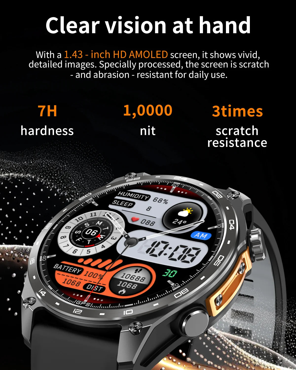 2026 HD300 Pro GPS Smart Watch for Outdoor Sports Offline Map 5.4Bluetooth Call Waterproof Health Travel Diving Smartwatch