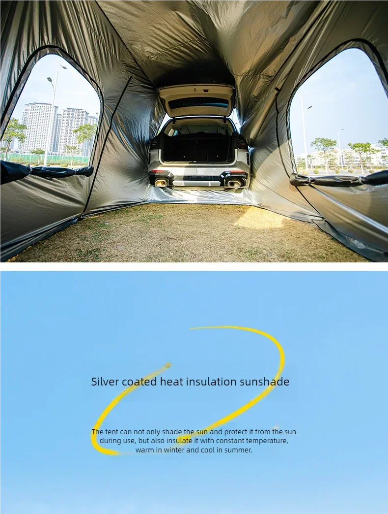 Universal SUV Camping Tent with Spacious Awning Waterproof Car Tent Easy Setup for Backpacking Traveling Outdoors Car Tail Tent