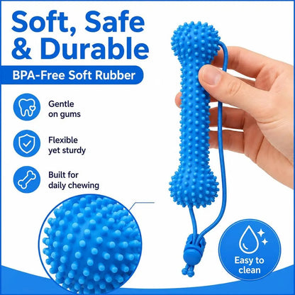 Dual-Action Canine Dental Prop, Dog Dental Chew Toy for Teeth Cleaning Brushing, Reusable Dental Chews for Dogs