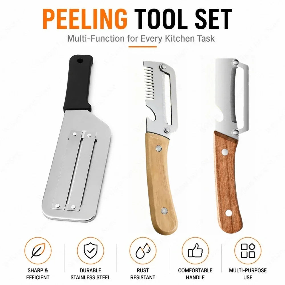 Kitchen Fruit Vegetable Processing Tool Peeler Stainless Steel Paring Knife Ergonomic Handle Portable Gadget for Daily Cooking