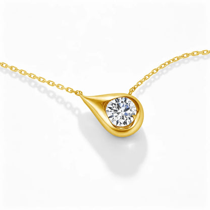 925 Silver Water Droplet Shaped Pendant 1.2CT Round Moissanite Clavicle Necklace For Women Wedding Anniversary Gift
