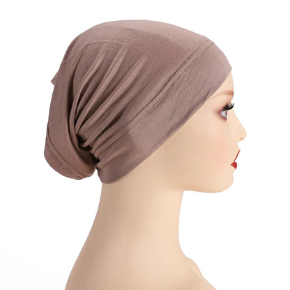 Soft Modal Inner Hijab Cap Muslim Stretch Turban Cap Islamic Underscarf Bonnet Hat Female Headband Tube Cap Turbante