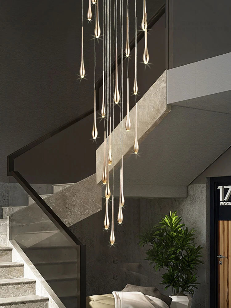 Minimalist LED Chandelier Luxurious Modern Living Room Lighting Duplex Attic Home Decoration Dining Room Staircase Pendant Light